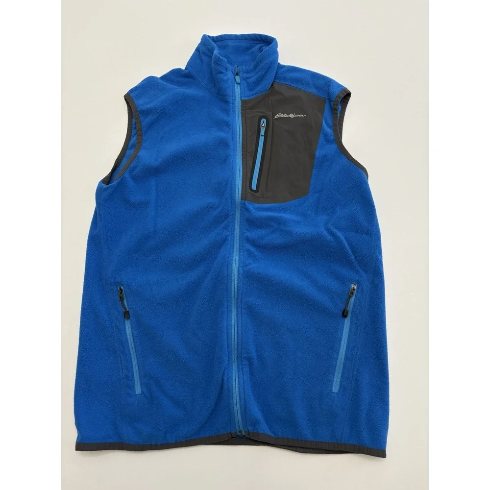 Men's Eddie Bauer First Ascent Fleece Blue Vest Cozy Warm SZ M